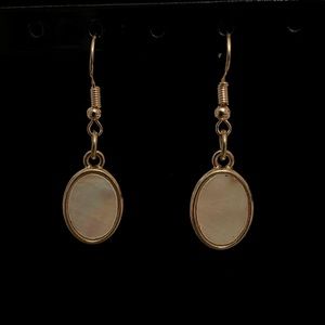 gold pearly white disk earrings